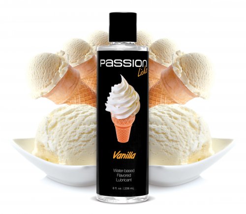Passion Licks Vanilla Water Based Flavored Lubricant - 8 oz Personal Lubricants, Water Based Lube, Flavored Lube