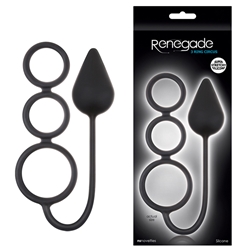 Renegade 3 Ring Circus Silicone Med Black Cock Rings, Butt Plug
