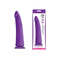 Colours Pleasures Thin 8in Purple Suction Cup Dildos, Super Slim Dildo, Silicone Dildo