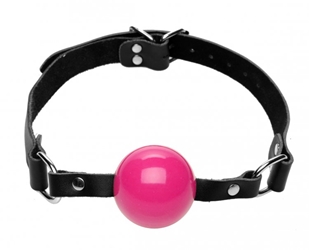 Pink Silicone Ball Gag with Leather Straps Mouth Gags, Silicone Toys