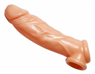 Realistic Flesh Penis Enhancer and Ball Stretcher Enlargement Gear, Penis Extenders and Sheaths