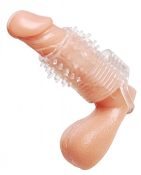 Clear Sensations Vibrating Textured Erection Sleeve Enlargement Gear, Penis Extenders and Sheaths, Vibrating Sex Toys