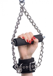Fur Lined Nubuck Leather Suspension Cuffs with Grip Bondage Gear, Leather Bondage Goods, Ankle and Wrist Restraints