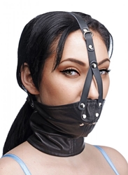 Leather Neck Corset Harness with Stuffer Gag Bondage Gear, Leather Bondage Goods, Mouth Gags, Hoods and Muzzles