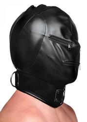 Bondage Hood with Posture Collar and Zippers Bondage Gear, Hoods and Blindfolds, Hoods and Muzzles