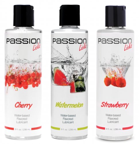 Passion Licks 3 Flavor Kit Personal Lubricants, Water Based Lube, Flavored Lube