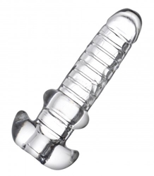 Tight Hole Clear Ribbed Penis Sheath Enlargement Gear, Masturbation Toys, Penis Extenders and Sheaths, XR Brands