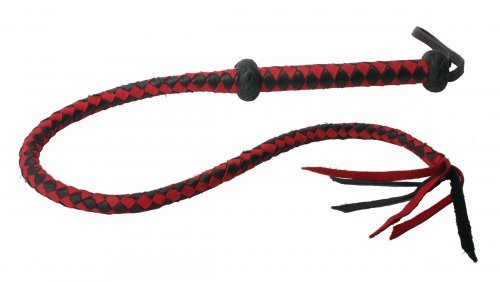 Premium Red and Black Leather Whip Impact, Whips