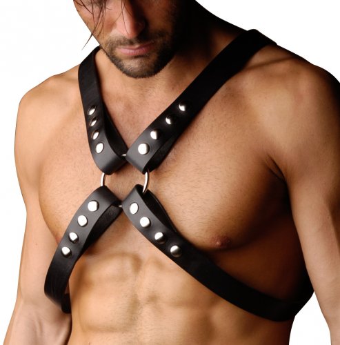Strict Leather 4 Strap Chest Harness - SM Bondage Gear, Clothing and Lingerie, Leather Bondage Goods, Mens Clothing