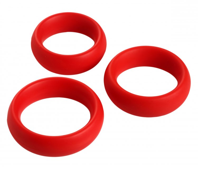 3 Piece Silicone Cock Ring Set - Red Cock Rings