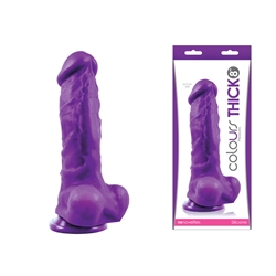 Colours Pleasures Dong Thick 8in Purple Suction Cup Dildos, Realistic Dildos, Silicone Dildos
