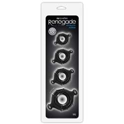 Renegade Vitality Rings Black Cock Rings, Varying Sized Cock Rings