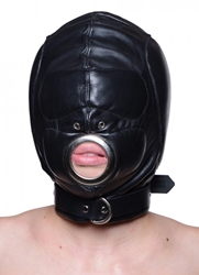 Leather Padded Hood with Mouth Hole - MediumLarge Bondage Gear, Hoods and Blindfolds, Hoods and Muzzles, Leather Bondage Goods