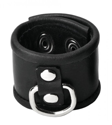 Leather Ball Stretcher with D-Ring - 1.75 Inches Bondage Gear, Cock and Ball Torment, Ball Stretchers