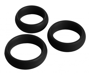 3 Piece Silicone Cock Ring Set - Black Cock Rings