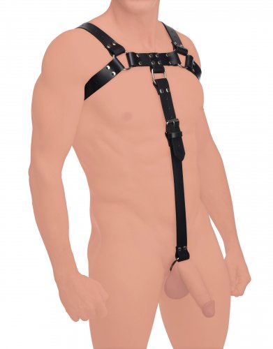 English Bull Dog Harness with Cock Strap Bondage Gear, Clothing and Lingerie, Cock Rings, Leather Bondage Goods, Mens Clothing