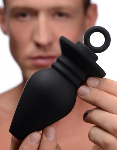 Plunged Silicone Hollow Plug with Insert Anal Toys, Silicone Anal Toys, Silicone Toys, Enema Anal Toys, Butt Plugs