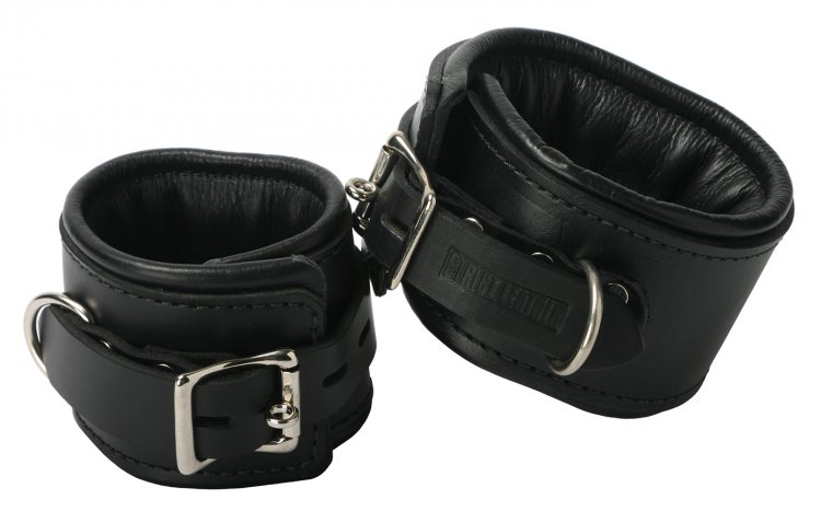 Strict Leather Padded Premium Locking Ankle Restraints Bondage Gear, Leather Bondage Goods, Ankle and Wrist Restraints